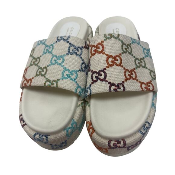 Gucci Embroidered Logo Platform Slide Sandals Sz. 39 (US 9) - Picture 11 of 11